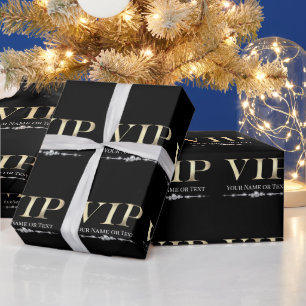 Papier Cadeau Or VIP Glamour sur Fond Noir