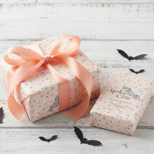 Papier Cadeau Orange Batty, Etoiles & Lunes Éffrayant mignon