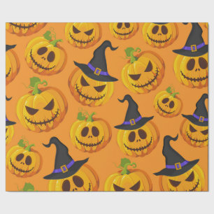 Papier Cadeau Orange, Casquette de sorcière Citrouille Éffraya