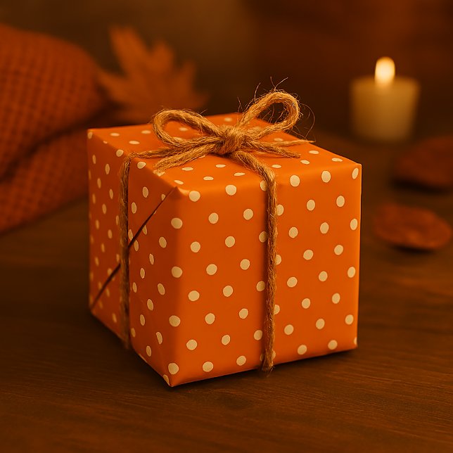 Papier Cadeau Orange Classique & À pois Blancs Automne Sans Cout (Créateur téléchargé)