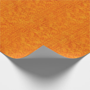 Papier Cadeau Orange de damassé d'automne