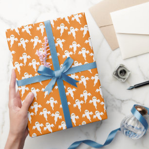 Papier Cadeau Orange d'Halloween fantôme