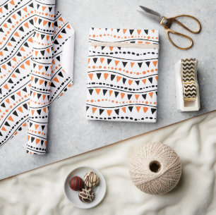 Papier Cadeau Orange et Black Halloween