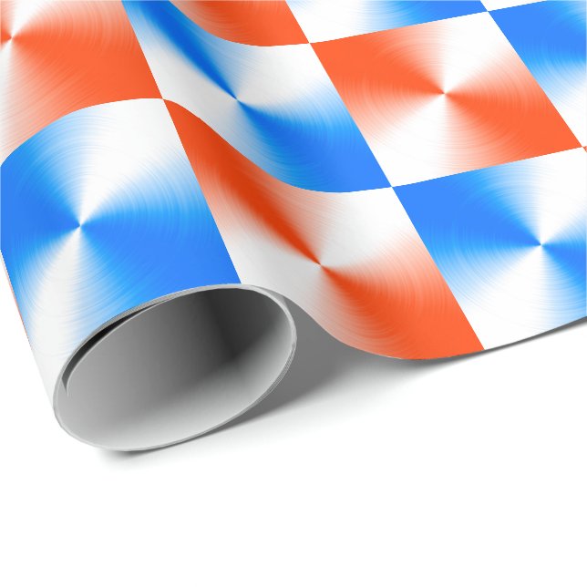 Papier Cadeau orange et bleu (Coin rond)
