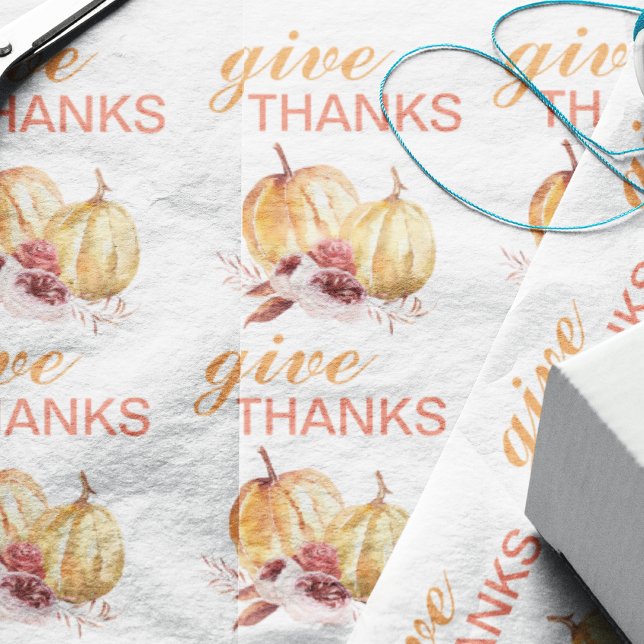 Papier Cadeau Orange et Rouge à la mode Merci et Citrouille (Créateur téléchargé)