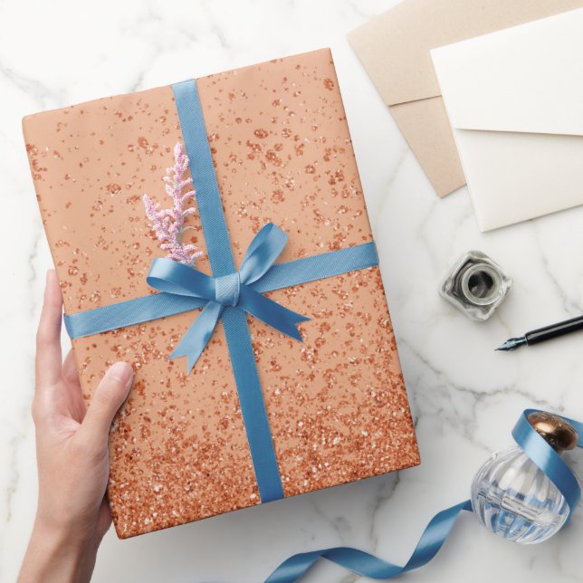 Papier Cadeau Orange Faux Paillettes  (Cadeaux)