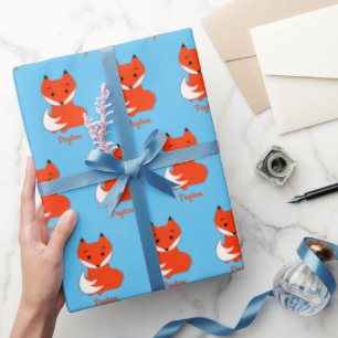 Papier Cadeau Orange Fox Ajouter un nom Wrapper Paper