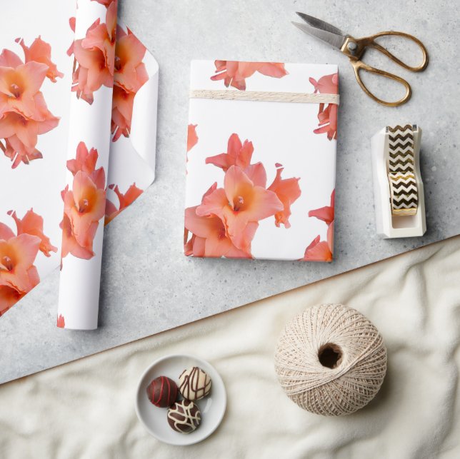 Papier Cadeau Orange gladiolus Floral (Artisanat)