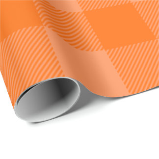 Papier Cadeau Orange vibrant & orange pâle Plaid Buffalo d'autom