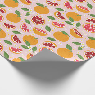 Papier Cadeau Oranges Citrus motif rose clair