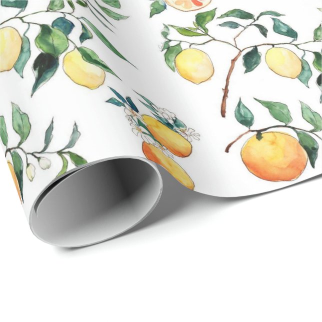 Papier Cadeau - Oranges et Citrons (Coin rond)