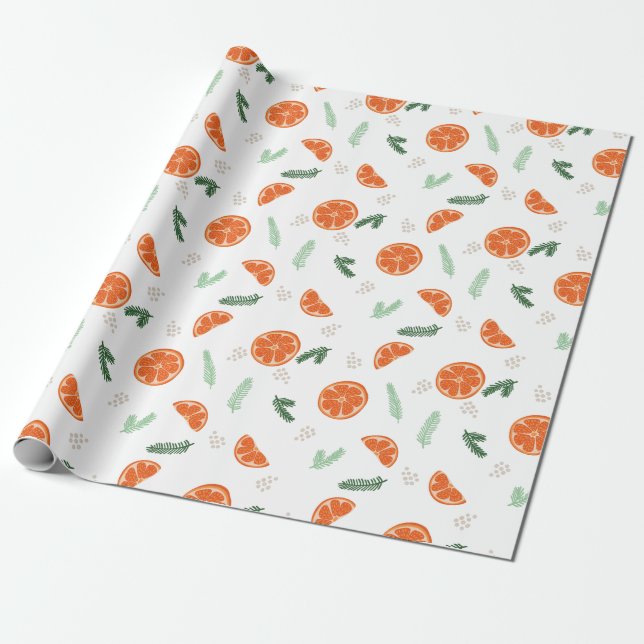 Papier Cadeau Oranges - Papier d'emballage de Noël (Déroulé)