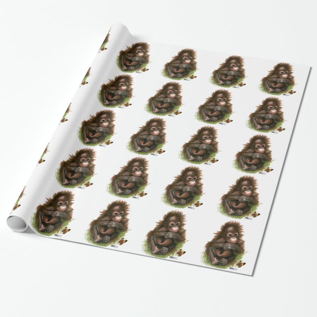 Papier Cadeau Orangutan Baby and Butterfly (Déroulé)