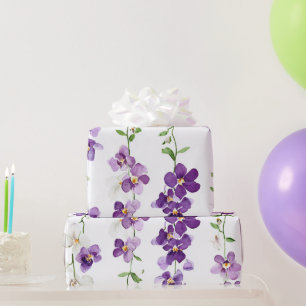 Papier Cadeau Orchidée à guirlande violette Élégante florale bot