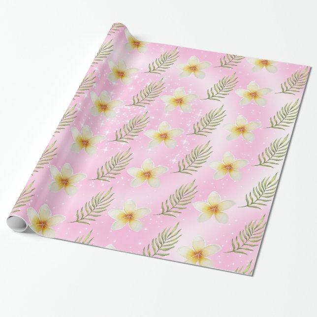 Papier Cadeau Orchidée avec des fougères (Déroulé)