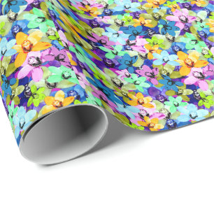 Papier Cadeau Orchidée Extravaganza Aquarelle, Papier enveloppan