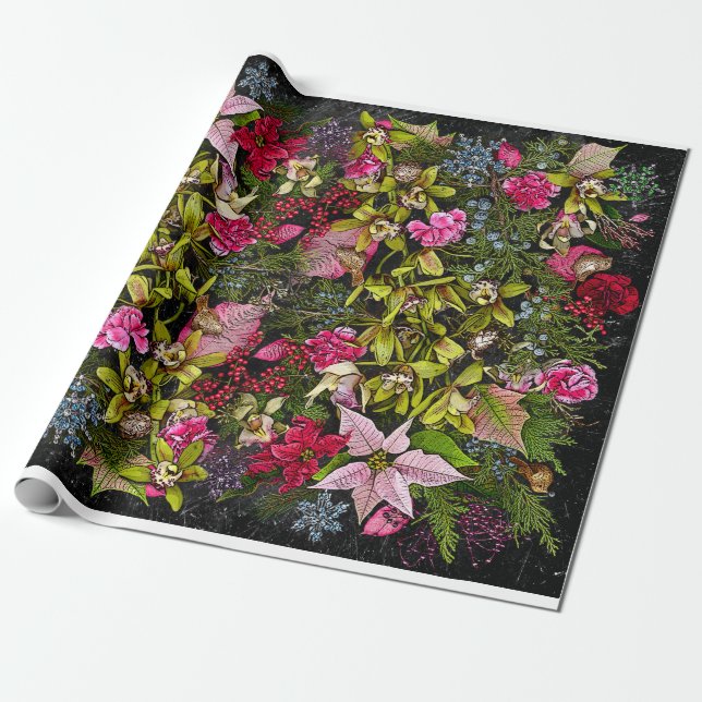Papier Cadeau Orchidée Giftwrap de vacances (Déroulé)