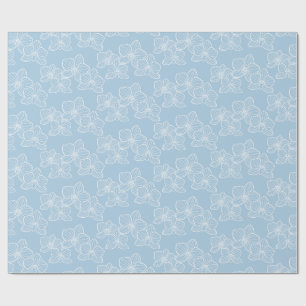 Papier Cadeau Orchidée Linéaire   Élégant Ciel Floral Bleu