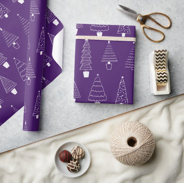 Papier Cadeau Orchidée violet Noël hiver Wonderland (Artisanat)