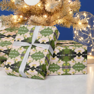 Papier Cadeau Orchidées blanches sur un fond vert