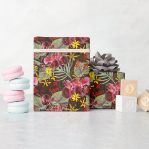 Papier Cadeau Orchidées rouges.