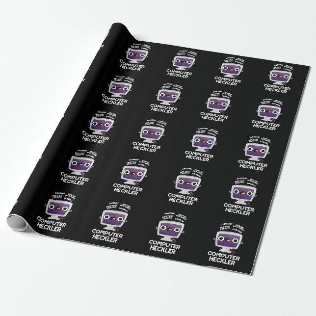 Papier Cadeau Ordinateur Heckler Funny Hacker Pun Dark BG (Déroulé)