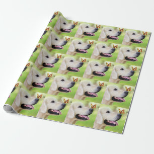 Papier Cadeau Oreiller À Lancer Du Labrador Et Du Papillon
