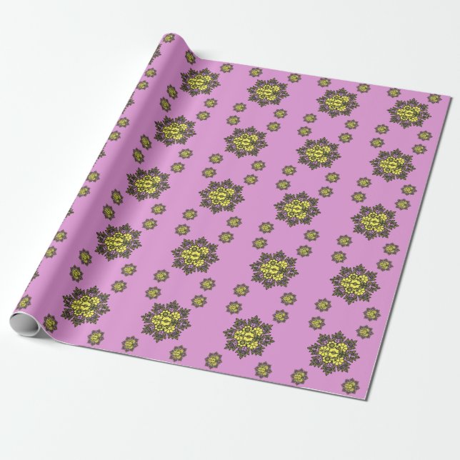 Papier Cadeau Oreiller à lancer Motif à fleurs Mandala (Déroulé)