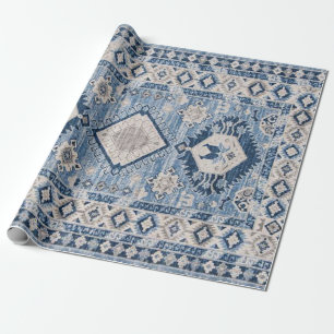Papier Cadeau Oriental Antique Bleu Kilim Rug