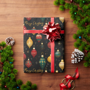 Papier Cadeau Ornement Bauble de Noël brillant