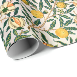 Papier Cadeau Ornement blanc de la grenade à fruits William Morr