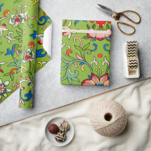 Papier Cadeau Ornement chinois vintage Owen Jones vert floral