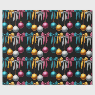 Papier Cadeau Ornement de boule de Noël multicolore