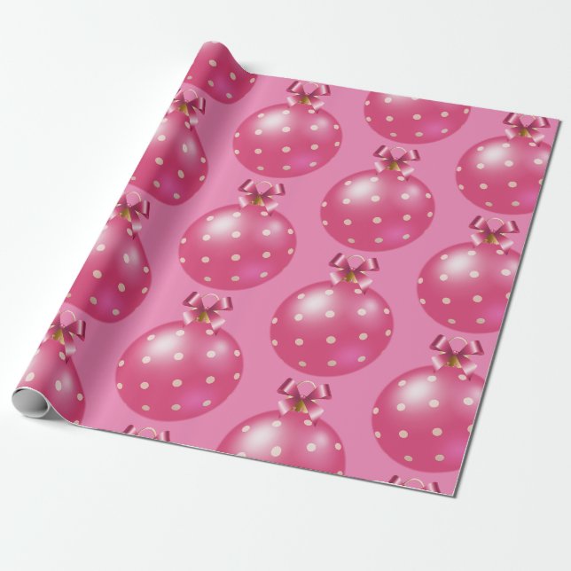 Papier Cadeau Ornement de Noël rose (Déroulé)