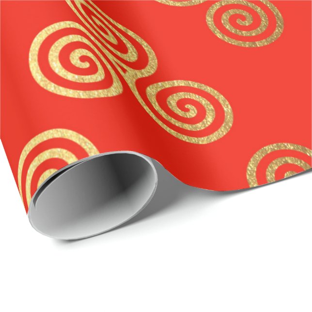 Papier Cadeau Ornement royal royal rouge héraldique (Coin rond)
