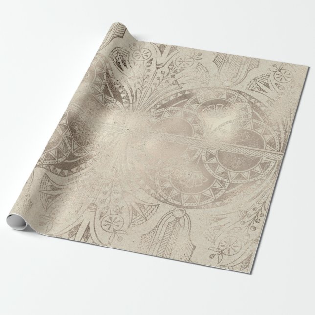 Papier Cadeau Ornementation subtile florale et géométrique égypt (Déroulé)