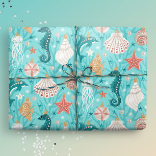 Papier Cadeau Ornements de Noël côtiers