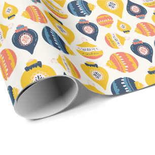 Papier Cadeau Ornements de Noël de style sardine d'art populaire
