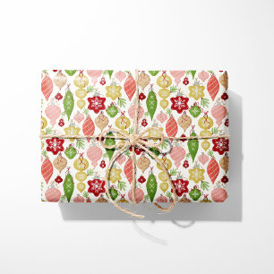 Papier Cadeau Ornements de Noël vintage