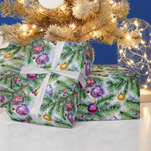 Papier Cadeau Ornements de sapin de Noël