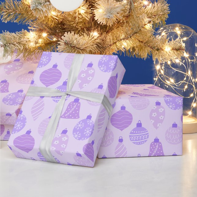 Papier Cadeau Ornements de vacances décorés Noël pourpre (Vacances)