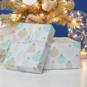 Papier Cadeau Ornements de vacances décorés Noël vert clair