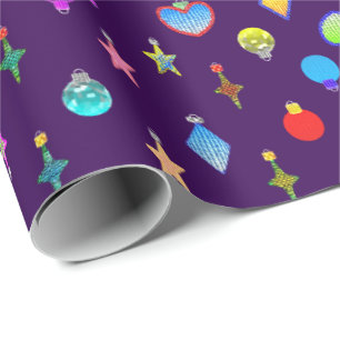Papier Cadeau Ornements en cristal d'arbre de Noël de couleur d