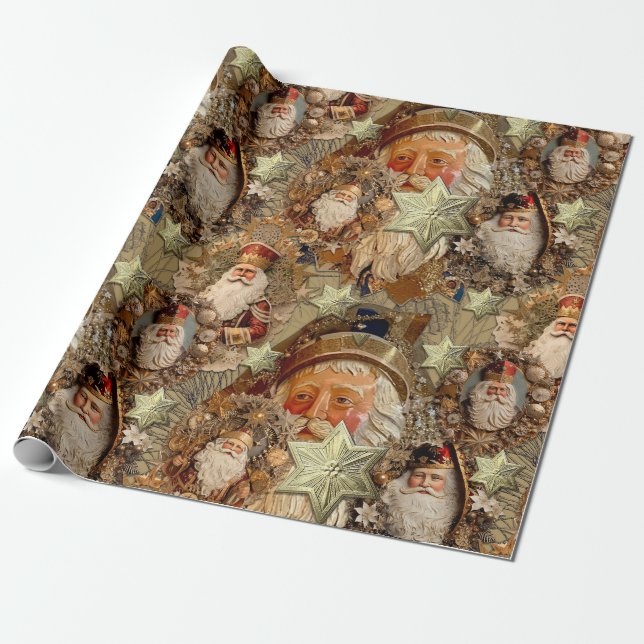 Papier Cadeau Ornements en papier Père Noël victorien (Déroulé)