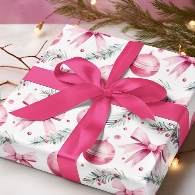 Papier Cadeau Ornements et vaches roses Noël et hiver Anniversai (Créateur téléchargé)