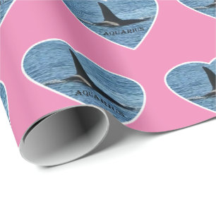Papier Cadeau Orque Personnalisable Aquarius Baleine Tueuse Rose
