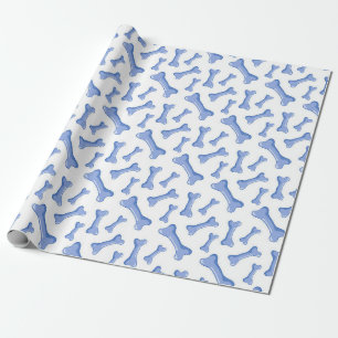Papier Cadeau Os Bones de Cachorro Azuis Delicados Filhotes Fofo