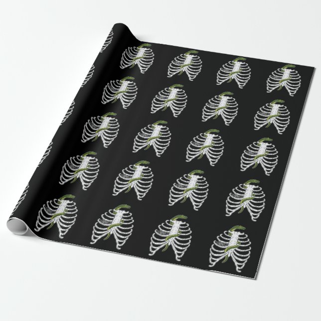 Papier Cadeau Os De Cage De Rib Avec Motif D'Halloween Serpent V (Déroulé)