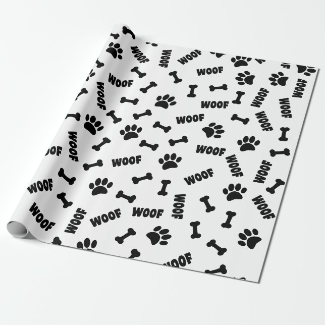 Papier Cadeau Os Et Bois Empreintes de pattes De Chien Personnal (Déroulé)