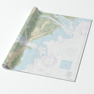 Papier Cadeau Ossabaw et St Catherines Sons Carte Nautique